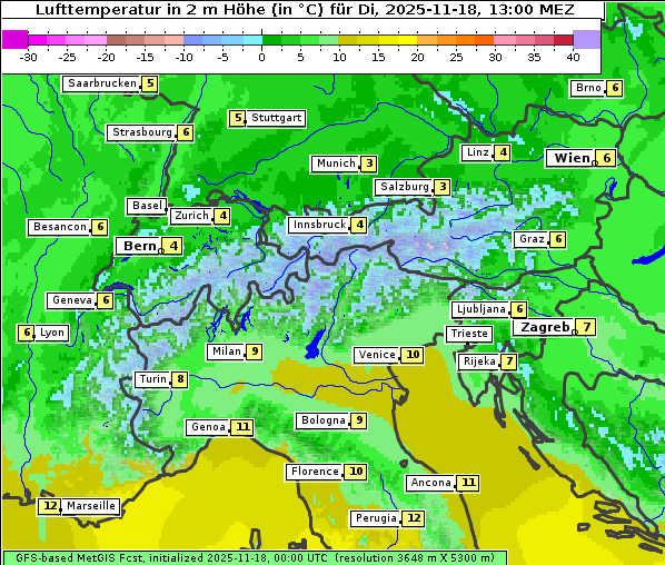 Temperatur, 18. 11. 2025