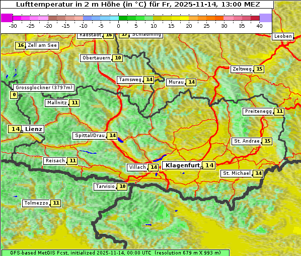 Temperatur, 14. 11. 2025