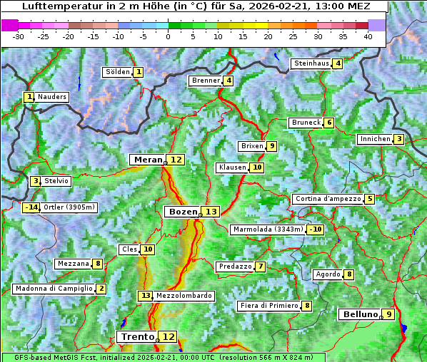 Temperatur, 21. 2. 2026