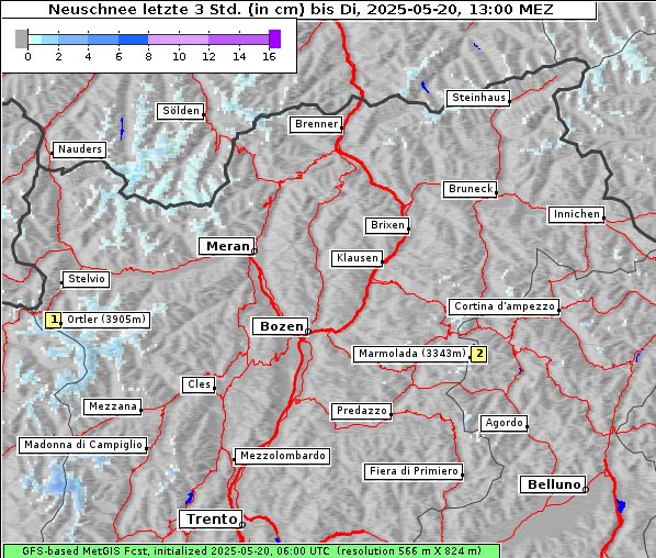 Neuschnee, 20. 5. 2025
