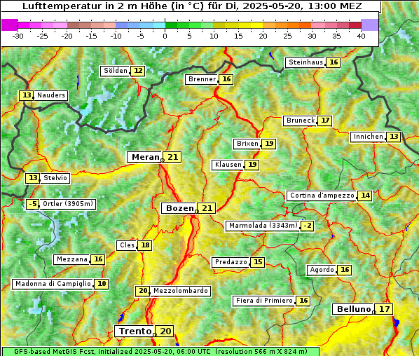 Temperatur, 20. 5. 2025