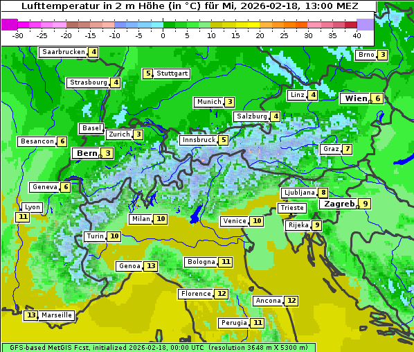 Temperatur, 18. 2. 2026