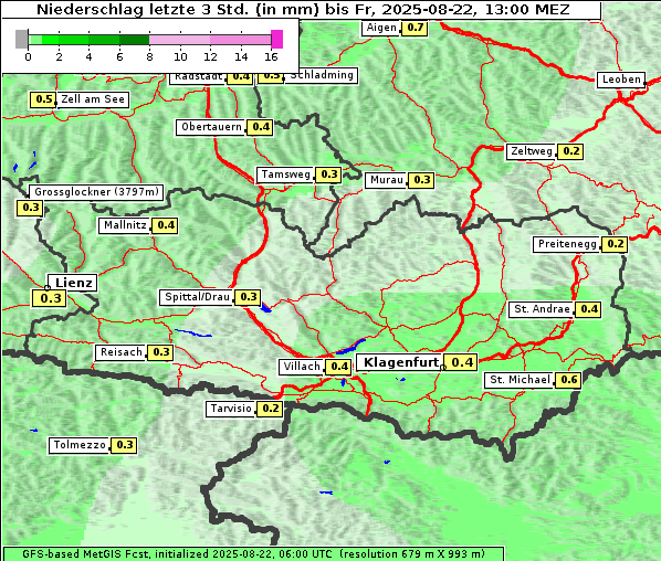 Niederschlag, 22. 8. 2025