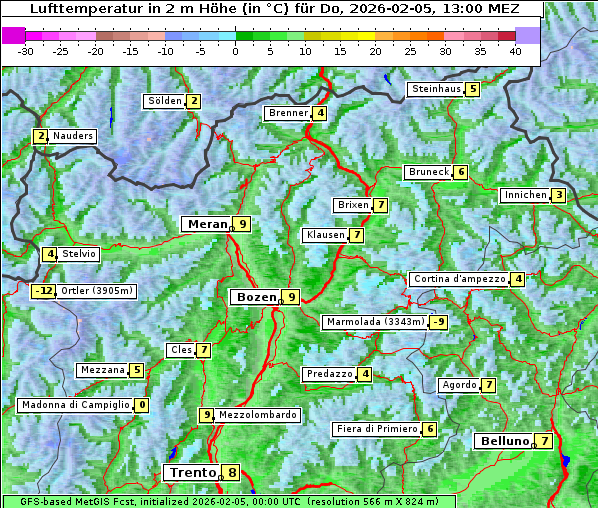 Temperatur, 5. 2. 2026