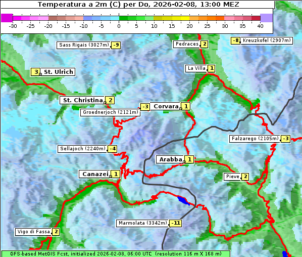 Temperatur, 8. 2. 2026