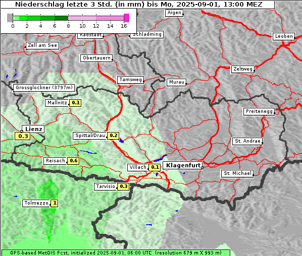 Niederschlag, 1. 9. 2025