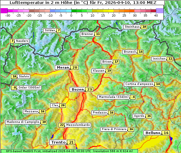 Temperatur, 10. 4. 2026