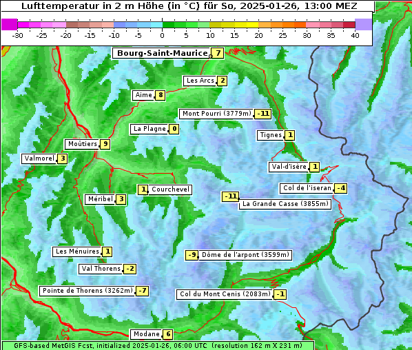 Temperatur, 26. 1. 2025