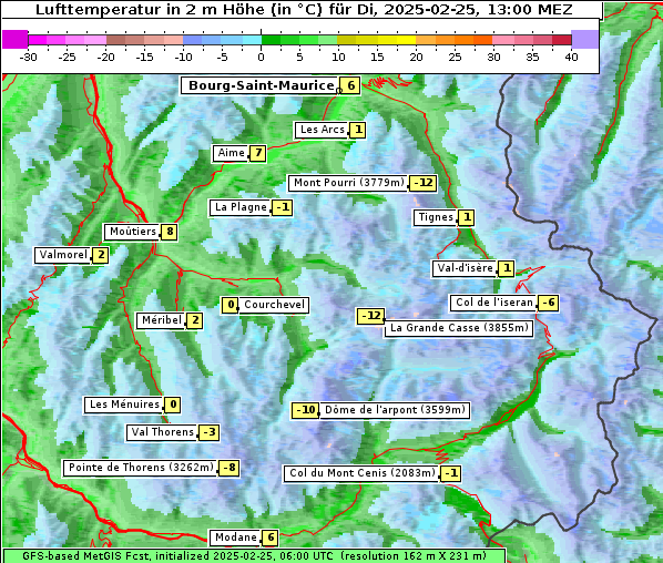 Temperatur, 25. 2. 2025