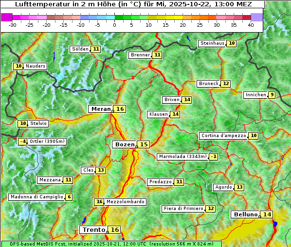 Temperatur, 22. 10. 2025