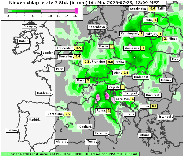 Niederschlag, 28. 7. 2025