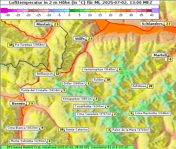 Temperatur, 2. 7. 2025