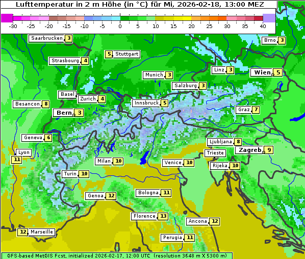 Temperatur, 18. 2. 2026