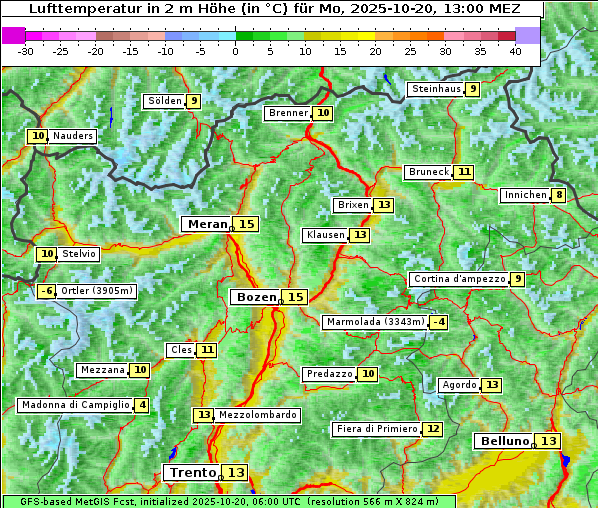 Temperatur, 20. 10. 2025