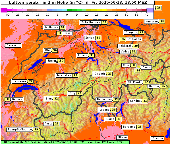 Temperatur, 13. 6. 2025