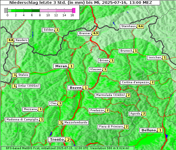Niederschlag, 16. 7. 2025