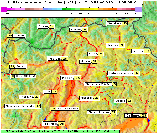 Temperatur, 16. 7. 2025