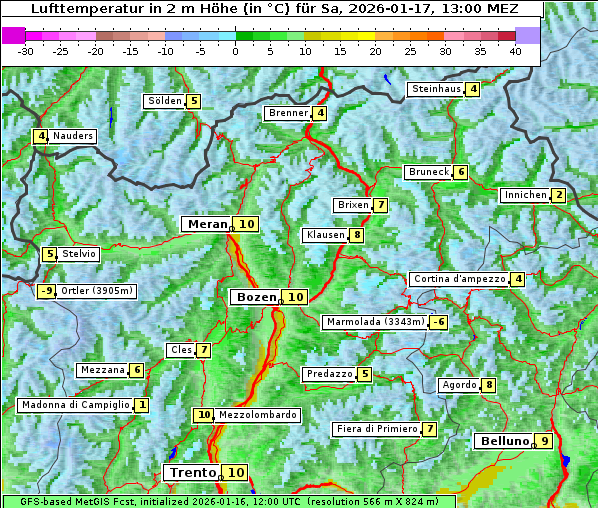 Temperatur, 17. 1. 2026