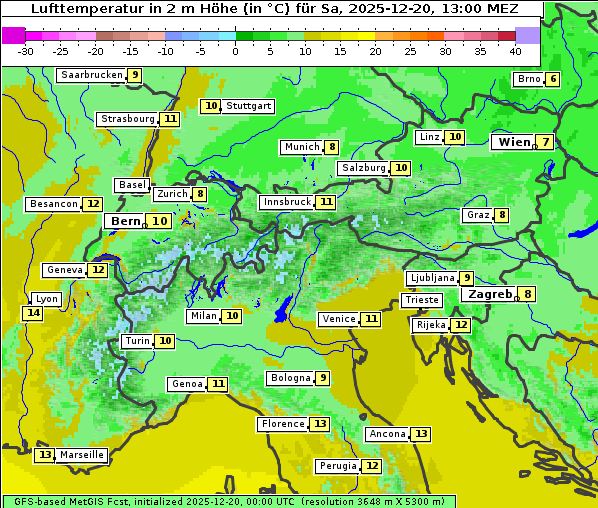 Temperatur, 20. 12. 2025