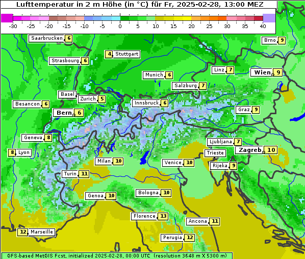 Temperatur, 28. 2. 2025