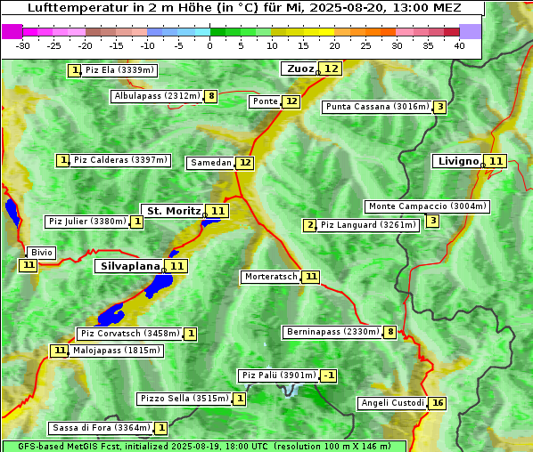 Temperatur, 20. 8. 2025