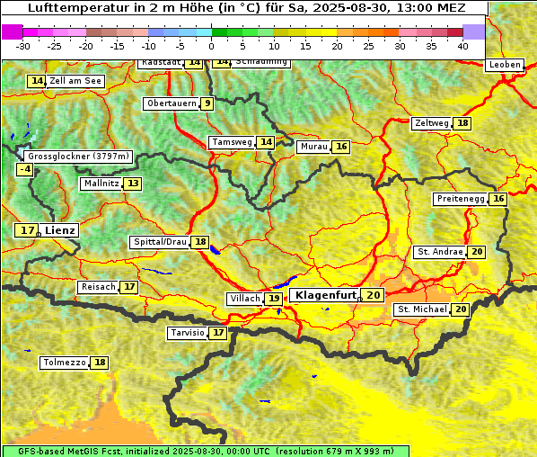 Temperatur, 30. 8. 2025