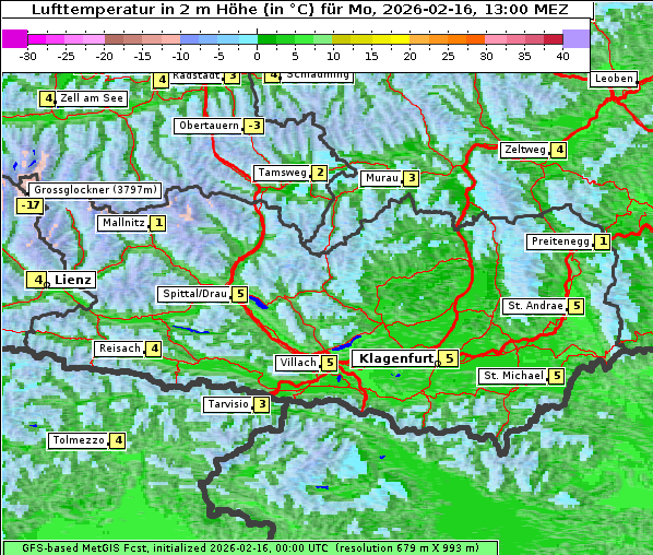 Temperatur, 16. 2. 2026