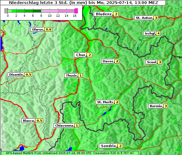 Niederschlag, 14. 7. 2025