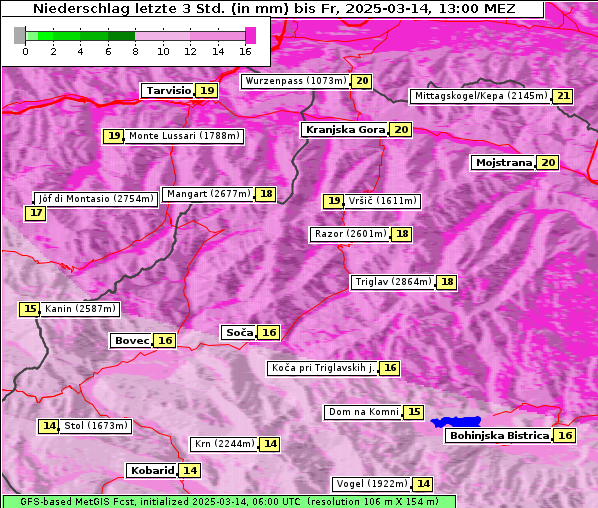 Niederschlag, 14. 3. 2025