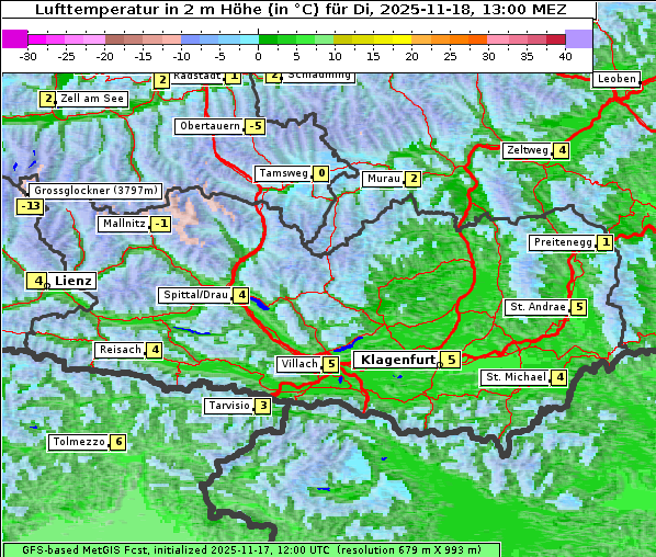Temperatur, 18. 11. 2025