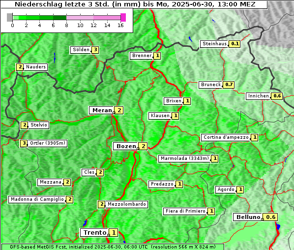 Niederschlag, 30. 6. 2025