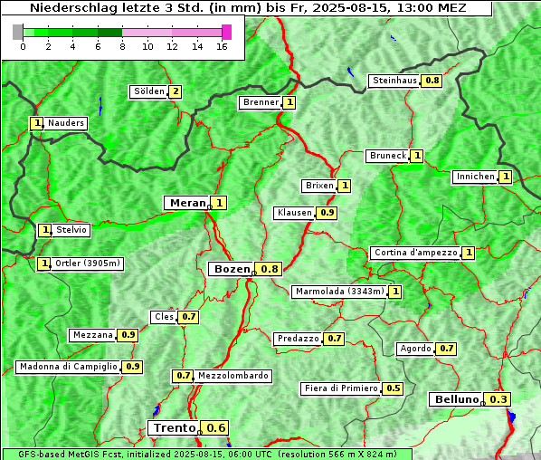 Niederschlag, 15. 8. 2025