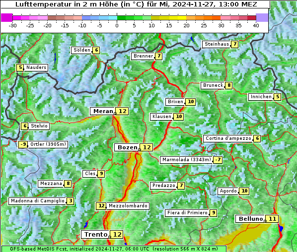 Temperatur, 27. 11. 2024