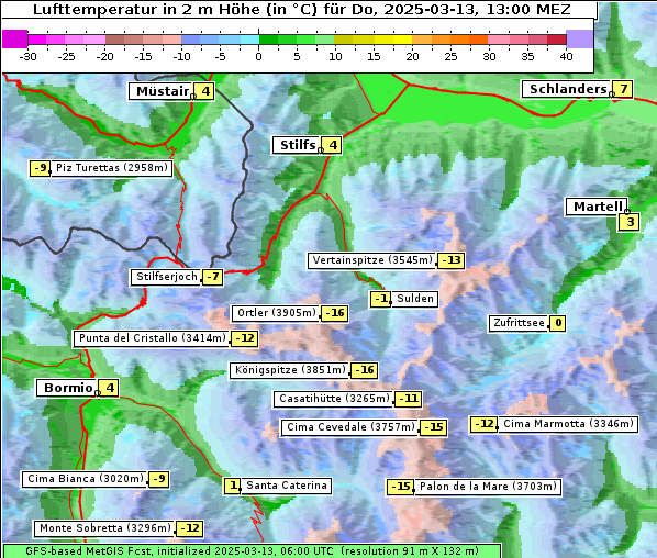 Temperatur, 13. 3. 2025