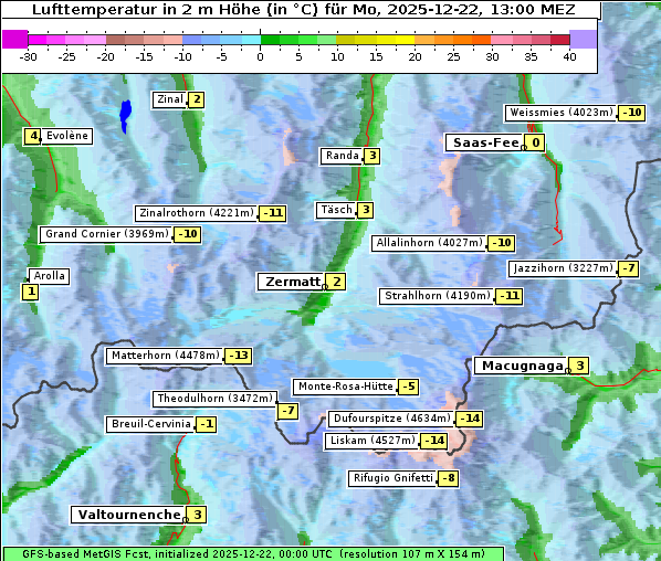 Temperatur, 22. 12. 2025