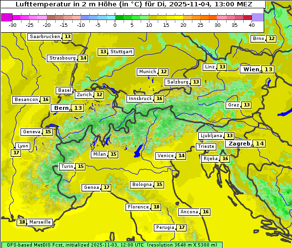 Temperatur, 4. 11. 2025