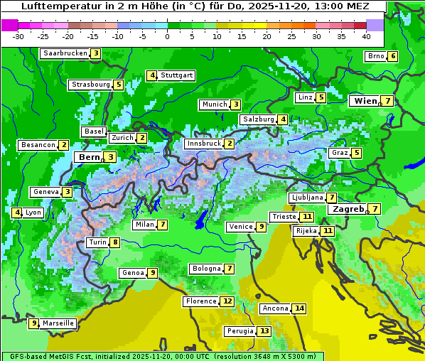 Temperatur, 20. 11. 2025