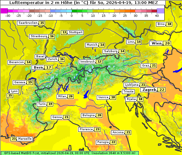 Temperatur, 19. 4. 2026