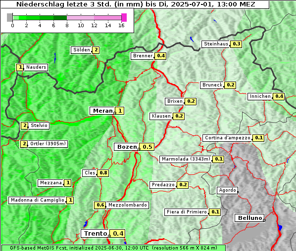 Niederschlag, 1. 7. 2025