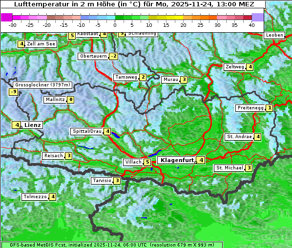 Temperatur, 24. 11. 2025