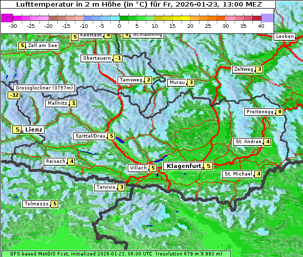 Temperatur, 23. 1. 2026