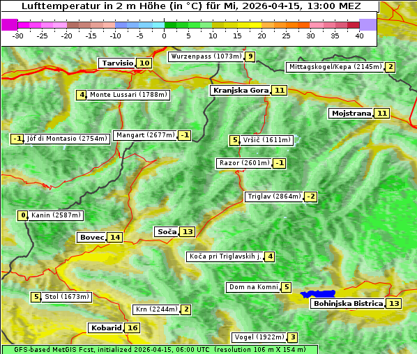 Temperatur, 15. 4. 2026