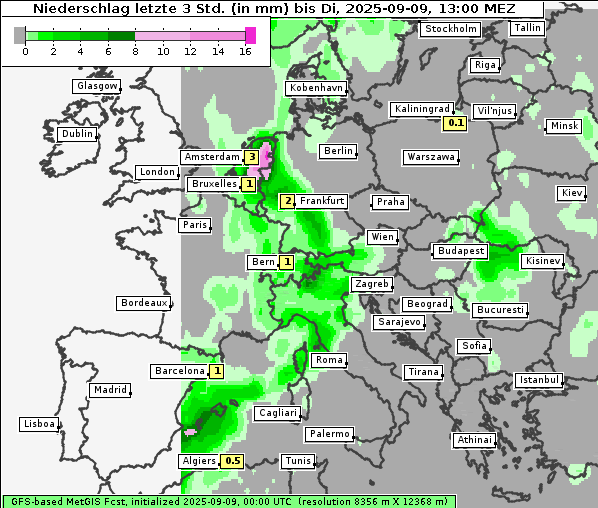 Niederschlag, 9. 9. 2025