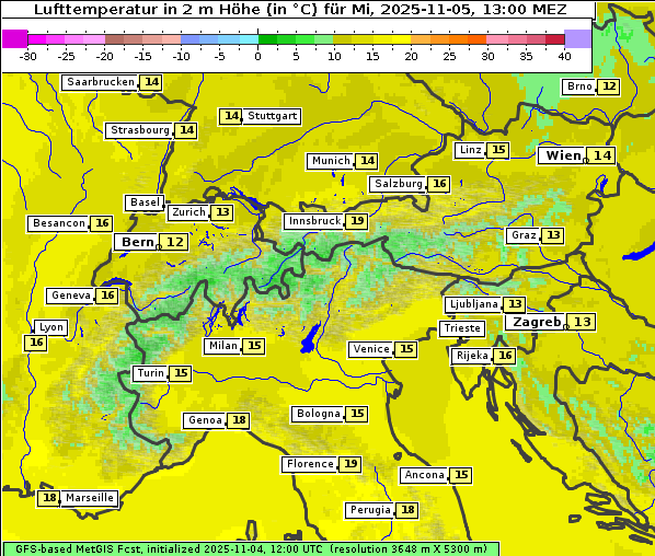 Temperatur, 5. 11. 2025