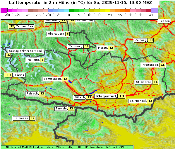 Temperatur, 16. 11. 2025