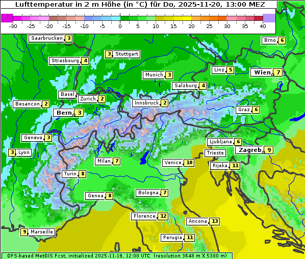 Temperatur, 20. 11. 2025