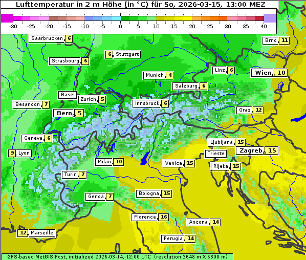 Temperatur, 15. 3. 2026