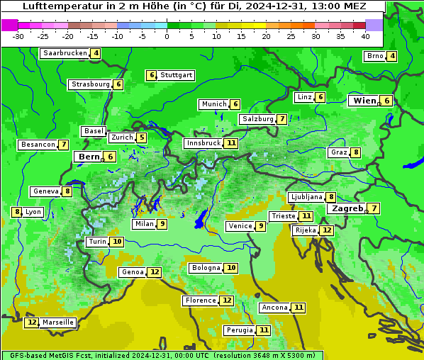 Temperatur, 31. 12. 2024