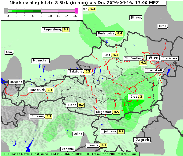 Niederschlag, 16. 4. 2026