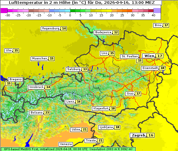 Temperatur, 16. 4. 2026